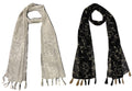 StoleVilla™ Women's Printed Poly Cotton Multicolored Scarf and Stoles with Pearl Tassels Set Of 2 (ST310)