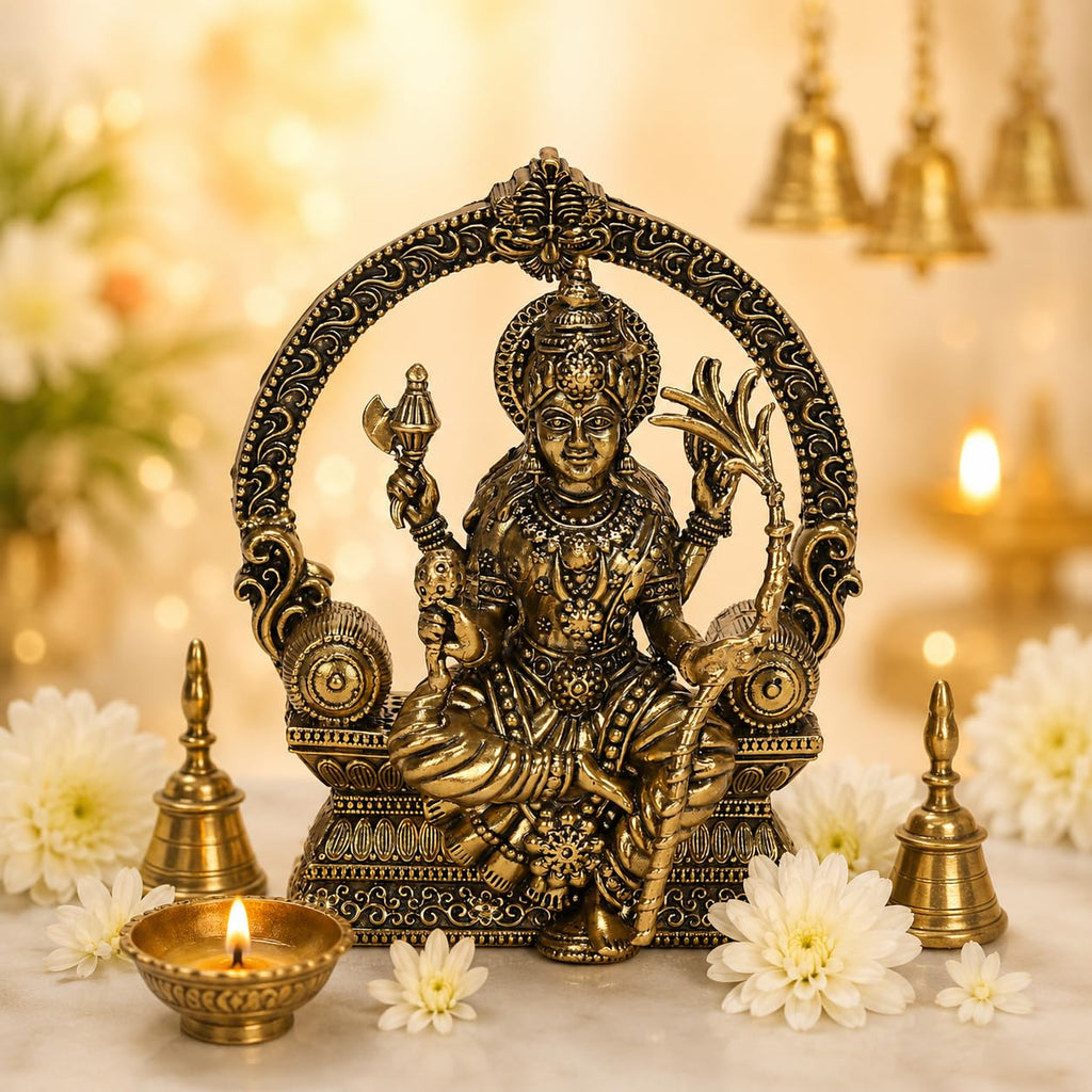 ARTSARA Fine Brass Raj Rajeshwari Devi Idol Goddess Lalita Tripura Sundari Statue for Home Mandir, Lalita Devi Murti Decor Gifts 4 Inch