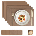 Encasa XO Leather Dining Table Mats, Heat & Stain Resistant Taupe Kafalo