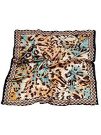 leeza store Women's Turquoise & Beige Blue Poly Satin Silk Square Digital Printed Scarf | Dupatta| Stole| Beach Wear| Fashion Accesorries| Bandana| Head Scarf| Hair Wrap-(LZSTNSCARF13-LZSTNSCARF11)