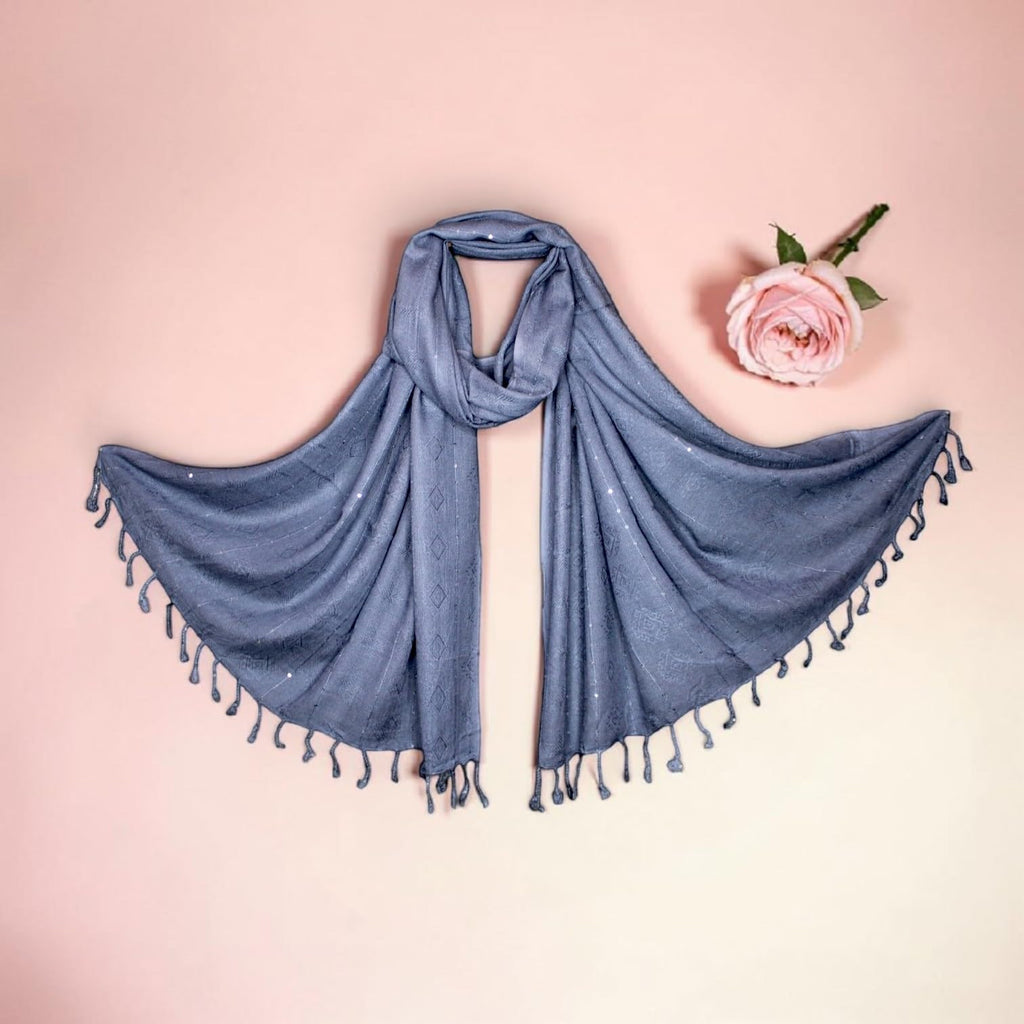 STOLE STUDIO Elegant Luxurious Sequence Viscose Stole Scarf (Grey)