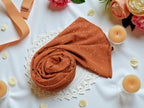 Premium Rhinestone Hijab | Korean Georgette | 70 x 30 Inch | Sparkle Scarf for Women | Soft & Lightweight Fabric (BURNT ORANGE)