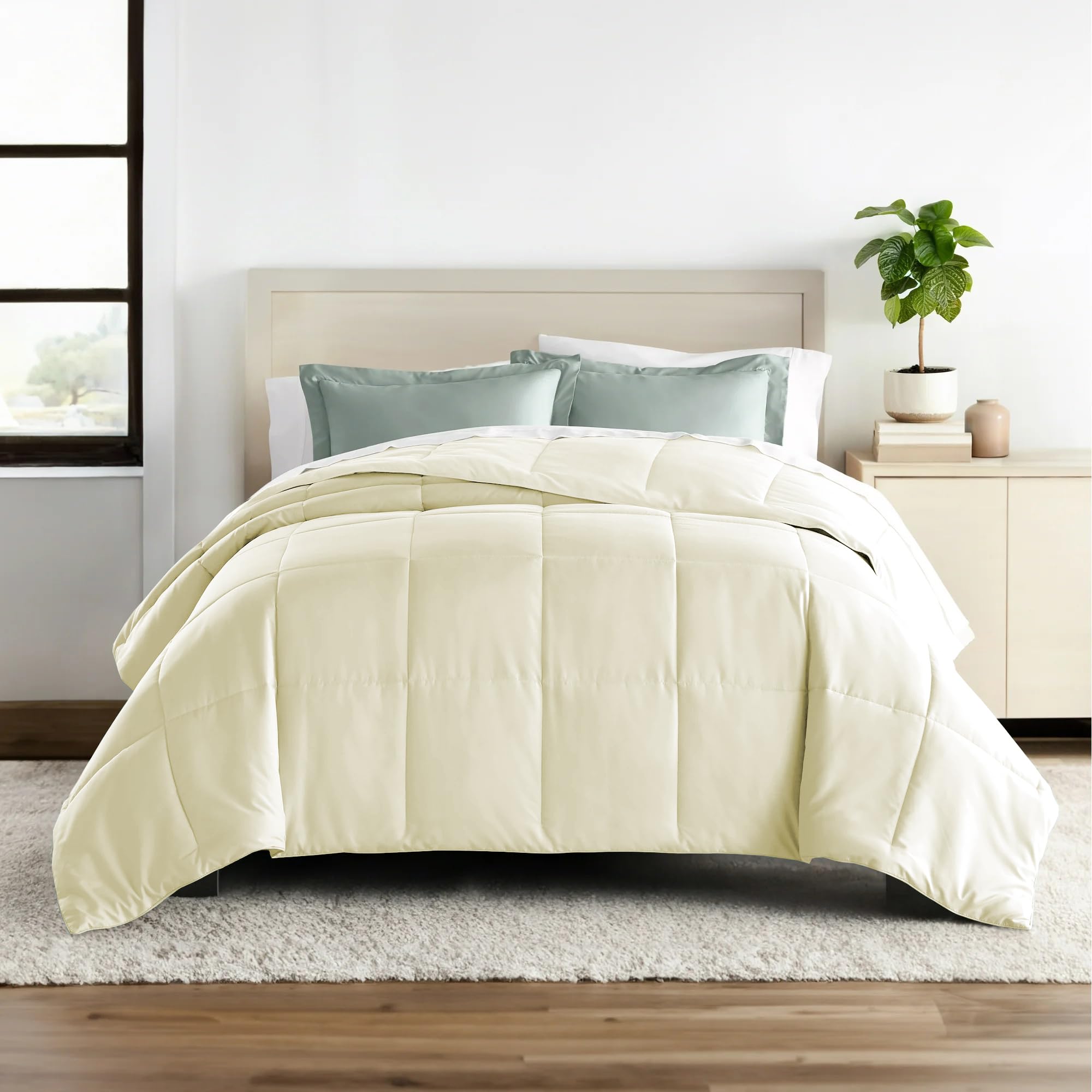 ALISHIBA CASA Hotel Collection 150 GSM All Season Comforter Single Bed AC Blanket/Quilt/Rajai Soft & Breathable Microfiber Lightweight (60 X 90 Inches) - Single Bed Comforter - Ivory Color Kafalo