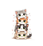 Heu Cute Cat Stack Printed Canvas Tote Bag | Eco-Friendly Reusable Cotton Shoulder Bag | Cartoon Kawaii Shopping Tote for Women & Girls