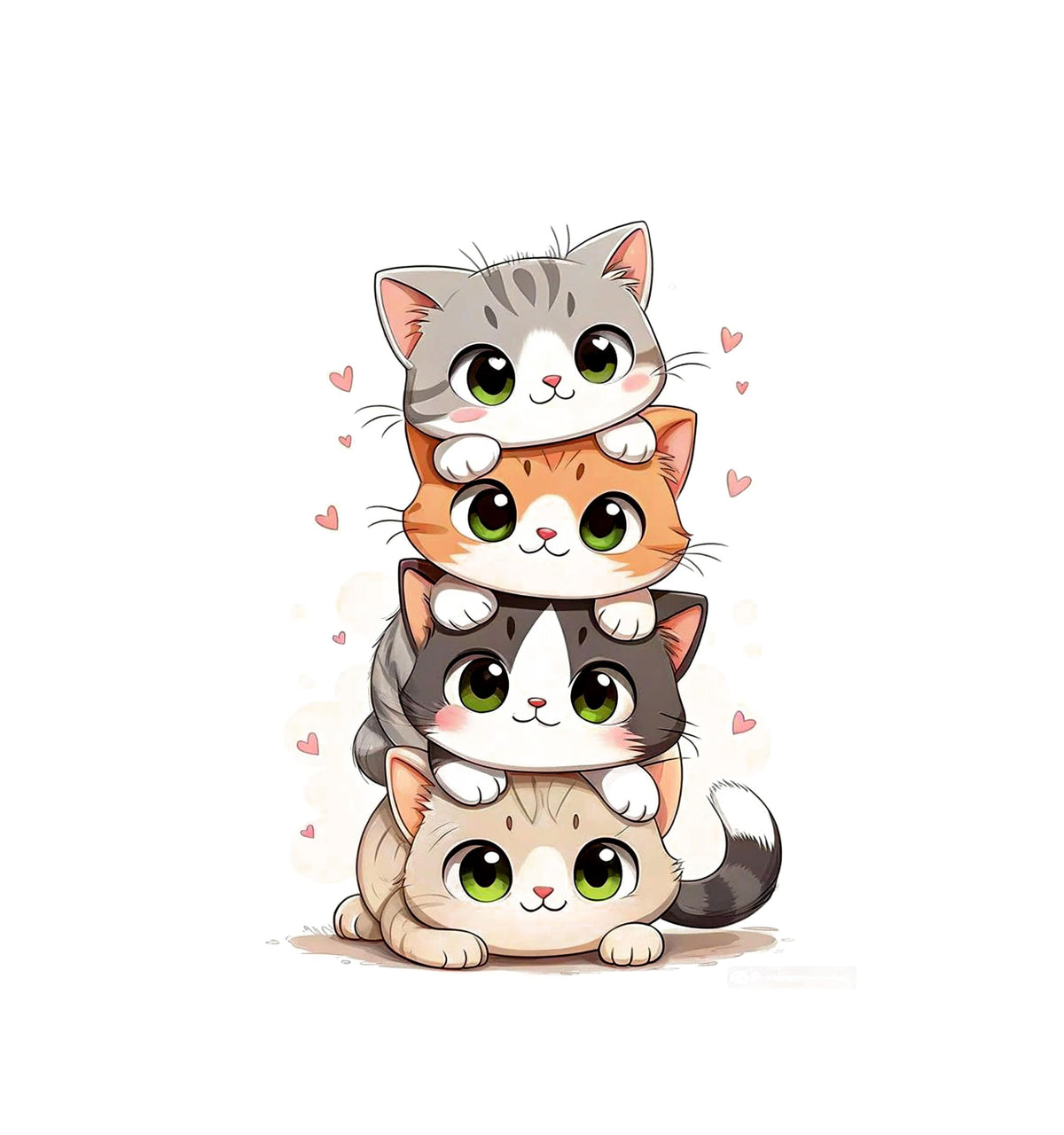 Heu Cute Cat Stack Printed Canvas Tote Bag | Eco-Friendly Reusable Cotton Shoulder Bag | Cartoon Kawaii Shopping Tote for Women & Girls