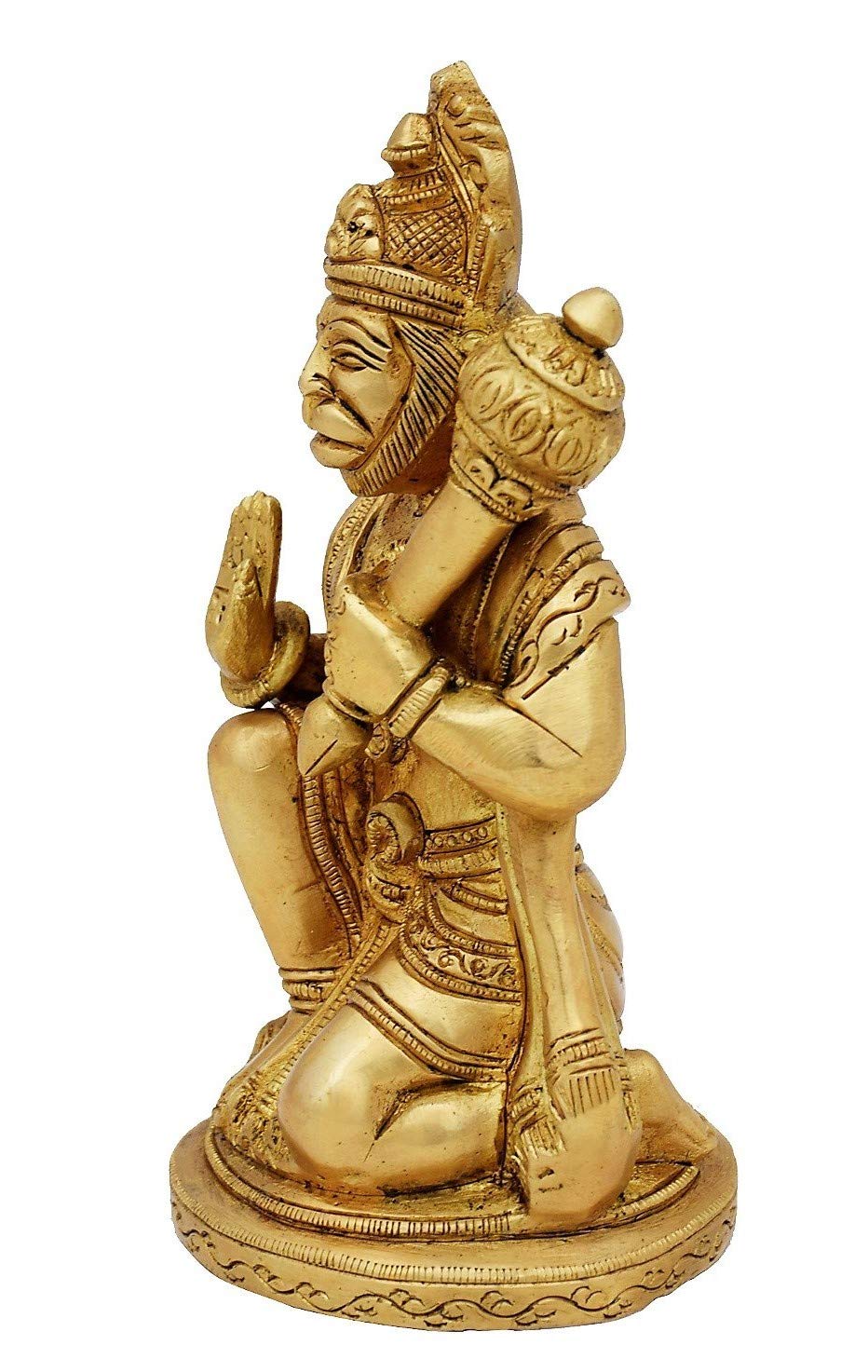 ARTVARKO Brass Lord Hanuman Ji Murti Bajrangbali with Gada Bhagwan Statue Showpiece Pooja Gift 6 Inch