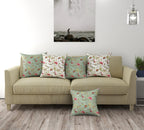 Trance Home Linen Set of 5 Premium 100% Cotton 18X18 Inch Cushion Covers Only for Sofa and Diwan | Small Cushion Pillow Covers Only-(18X18 Inch | 45Cmx45Cm, Calicut Green White) - Set of 5, 180 TC