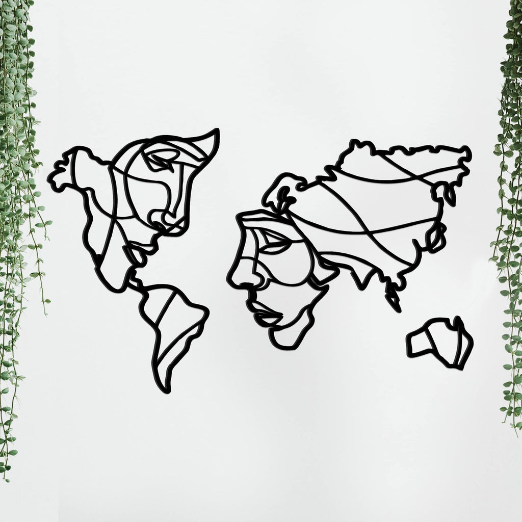 VIBECRAFTS Faces of World Map MDF Wooden Wall Hanger for Home Decor|Office|Gift (WHVC1Pcs1_50023)