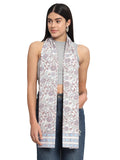 Ravaiyaa - Attitude is everything Women White & Multi Hand Block Floral Printed Cotton Scarf 71 X 21 Inch