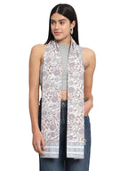 Ravaiyaa - Attitude is everything Women White & Multi Hand Block Floral Printed Cotton Scarf 71 X 21 Inch