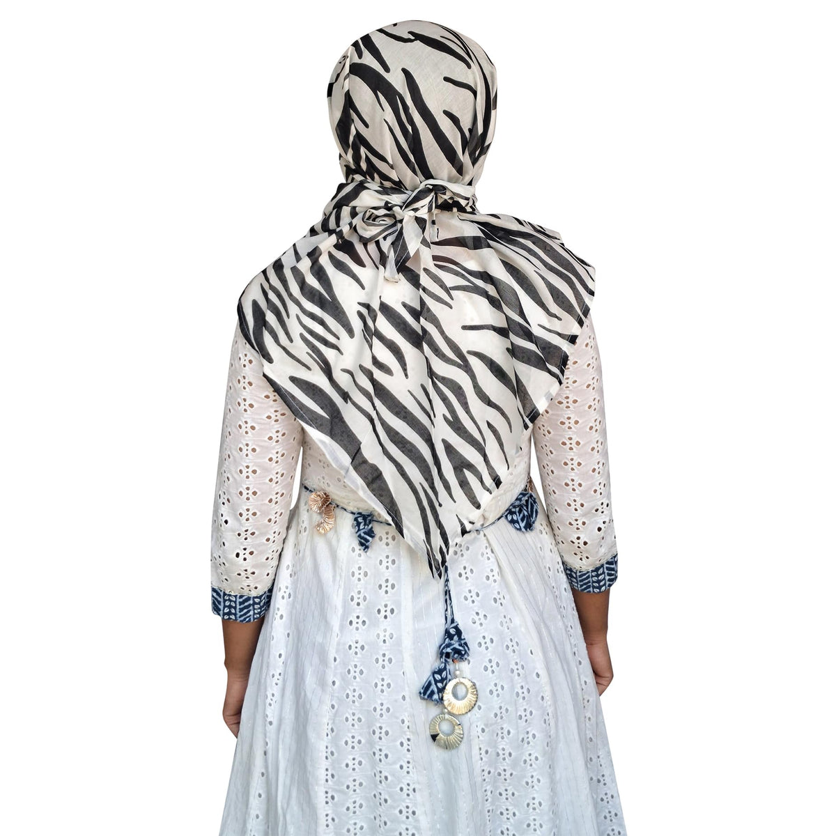 Switchon Rayon Anti Pollution Full face Scarf UV Sun Rays Protection Hijab scarf for women - Free Size (Offwhite_Black)