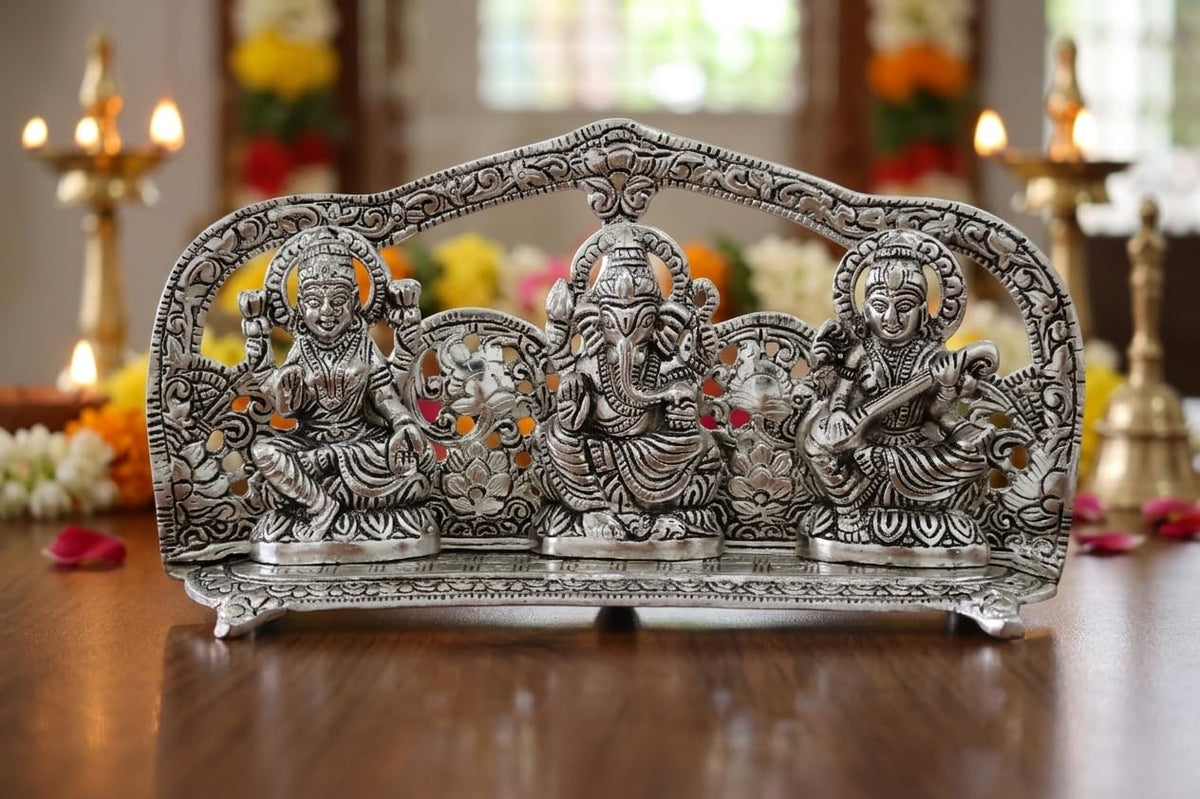 KridayKraft Laxmi Ganesh Saraswati Murti,Laxmi Ganesh Murti,Showpiece Figurines,Laxmi Ganesh Saraswati Statue for Pooja & Religious Idol Gift Article,Corporate Gift.
