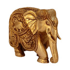 ARTVARKO Brass Elephant Trunk Down Ganesha & Animals Carving Vastu Hathi for Good Luck Success Prosperity Home Decor Gift | (LxWxH): 8x4x5.5 Inches Weight 3.2 Kg