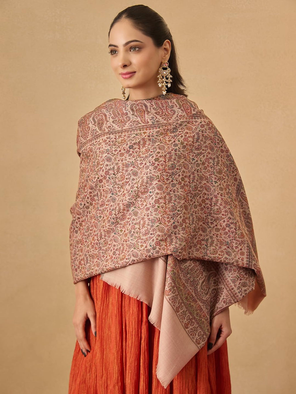Pashmoda Women Jalwaa Kashmiri Jamawar Woven Design Shawl (Size: 40x80in, 101x203cm) SECS52