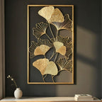 DSH CRAFTING YOUR CURIOSITY Gold Metal Wall Decor Leaf Wall Hanging Sculpture For Living Room Bedroom Office Restaurant. (iWART-36-OSLO)