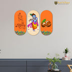 Artvibes Shri Krishna Wall Hanging Home Decorative Wall Art for Living room | Spiritual Decor Items | Wall Illustrations | Artwork| Stylish Modern Decor Item | Gift Items (WH_9019N), Set of 3