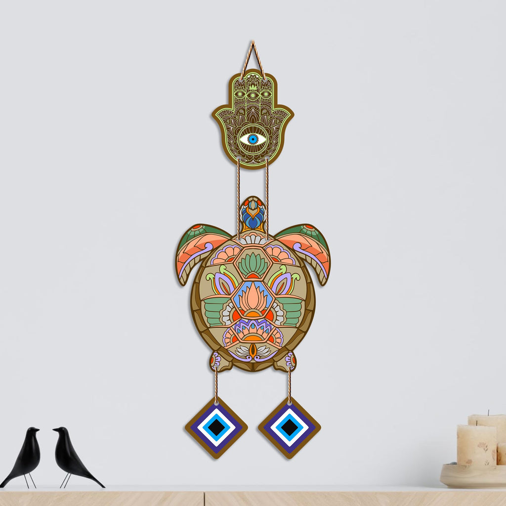 Artvibes Artistic Turtle Wall Hanging for Home Entrance | Nazar Battu MDF Decorative Wall Decor | Vastu Inspired Art for Living Room | Balcony | Office & Hallway | Lucky Charm Gift Item (WH_8543N)