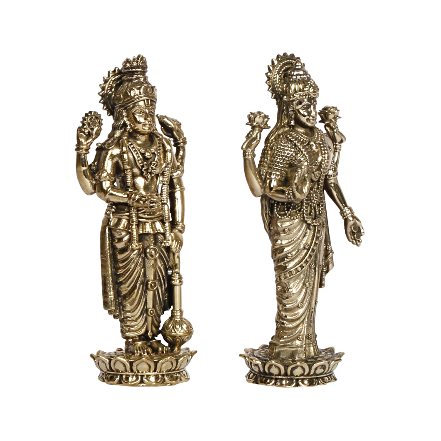 ARTVARKO Brass Vishnu Laxmi Murti Lord Bhagwan Vishnu Narayan Lakshmi Goddess Laxmi Statue Idol Murti (Light Weight Small Size 5x3x9.5 cm)