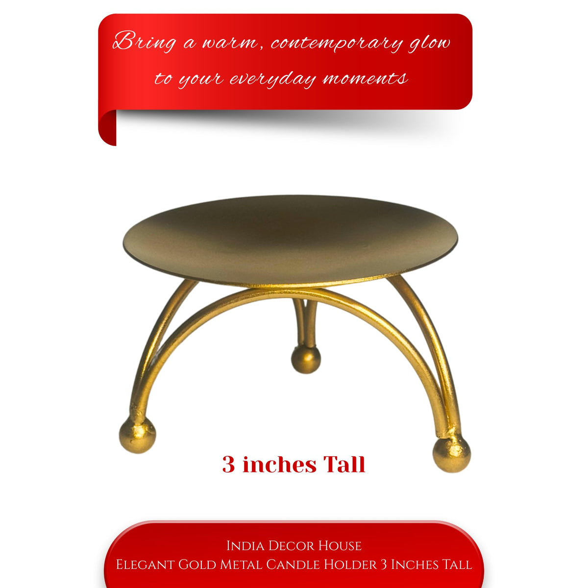 India Decor House Elegant Metal Pillar Candle Holder Stand | Premium Gold Finish | Decorative Iron Base for Table Centerpiece, Living Room Decor & Festive Gifting