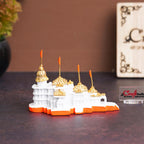 eCraftIndia Shri Ram Mandir Ayodhya Model | Ayodhya Ram Mandir Temple for Home Office Decor | Home Temple Pooja Mandir | Ayodhya Ram Mandir Model Gift for Diwali Ram Navami(Resin, White Golden Orange)
