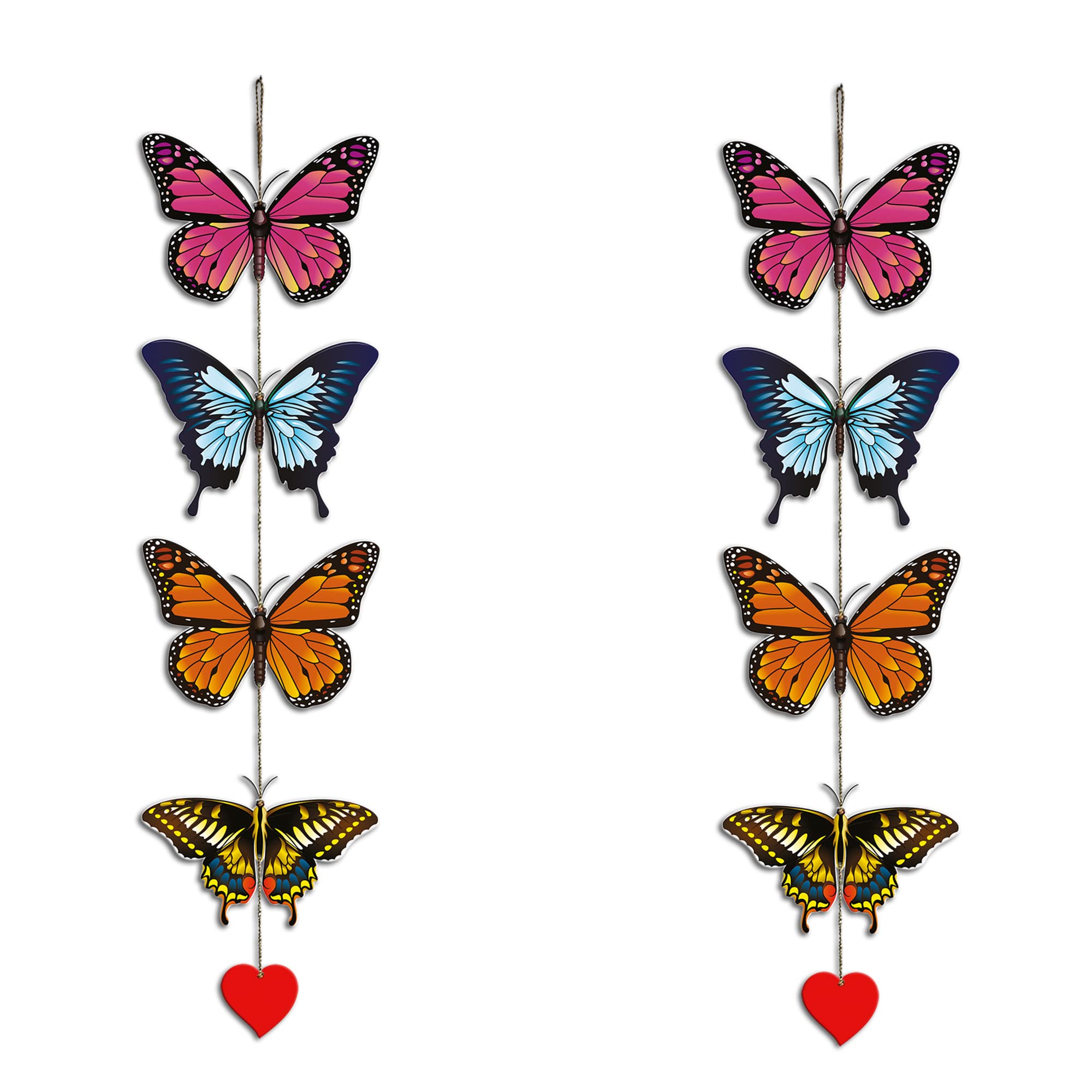 Artvibes Gorgeous Colorful Butterflies Decorative Wall Hanging Ornaments | Wood Decorative Items | Modern Decoration | Artwork | Festive Decor | Wall Art Print | Unique Gift Items (WH_5202N), Set of 2