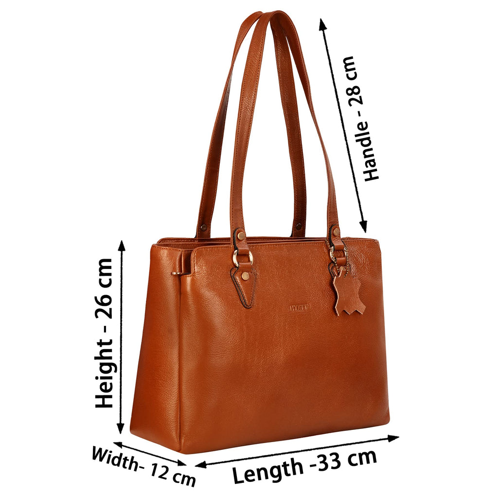 RICHSIGN LEATHER ACCESSORIES Full-Grain Natural Leather Top-Handle satchel Handbags & Shoulder tote Bags For Women (Dimension- L-13 X H-10 x W- 5 Inch | Weight- 0.8 KG / 800 GR (TAN)