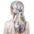 Flavizo Square Satin Scarf for Women Stylish, Lightweight Print Hair Scarves, Neck and Head Bandanas, Soft Comfy Head Neck Scarf Stole - Blue