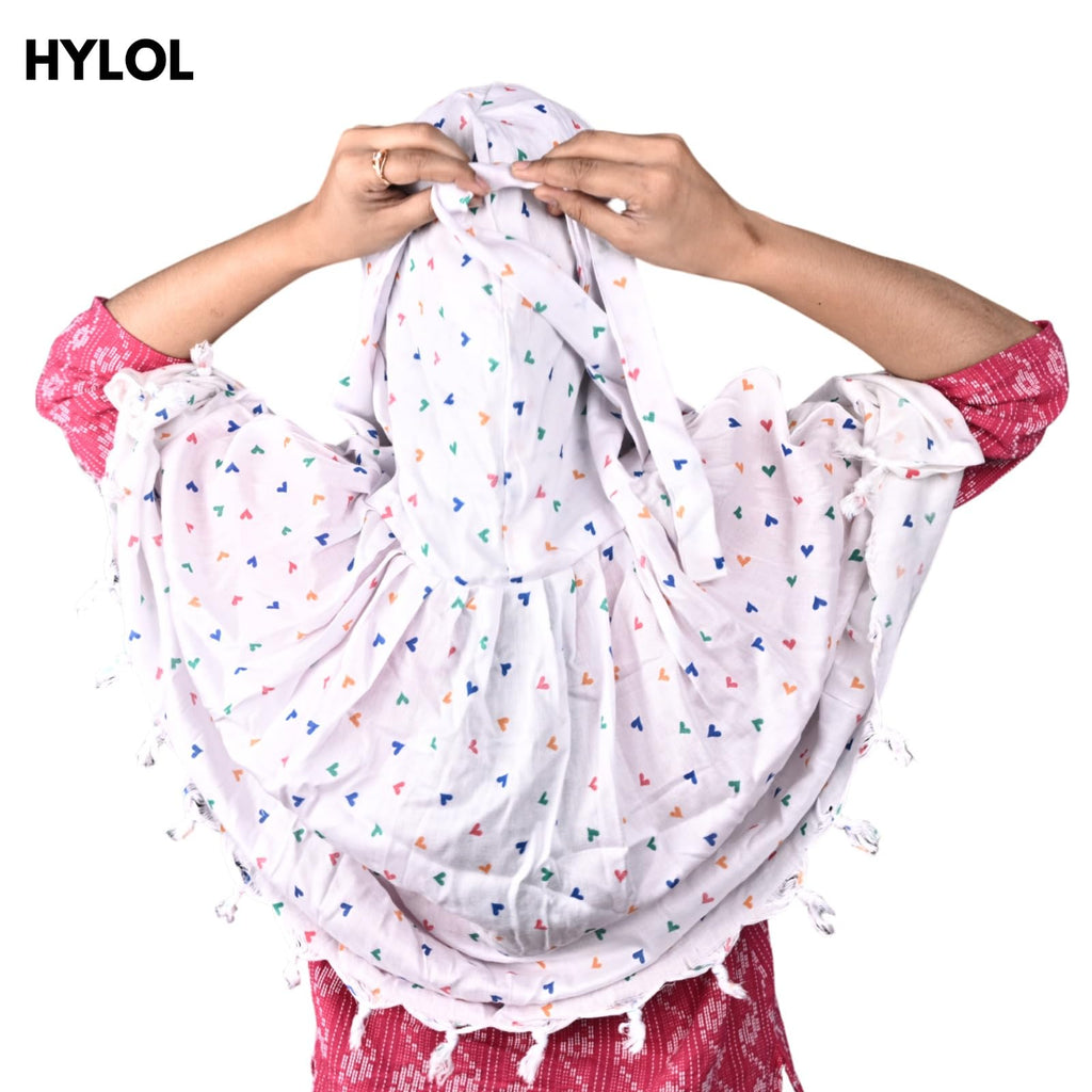 HYLOL Pure Cotton Innovative Stylish Heart Printed Pattern Fancy Scarf With Sun Protection Cover Face Cotton Mask for Women's and Girls (Heart), Female, Multicolour