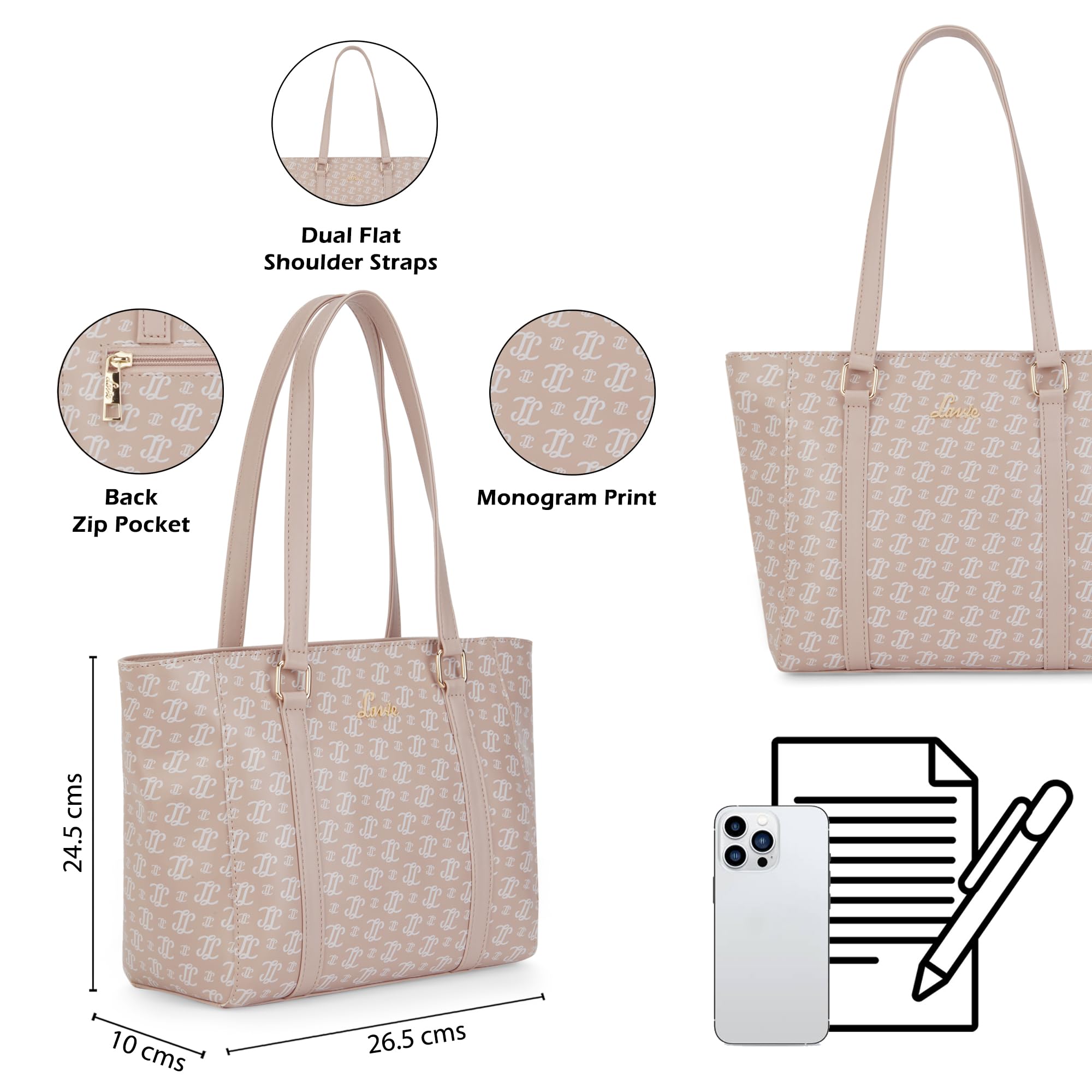 Lavie Women's Betula Tote Handbag | Ladies Purse Handbag | Bag for Women | Rakhi Gift for Sister