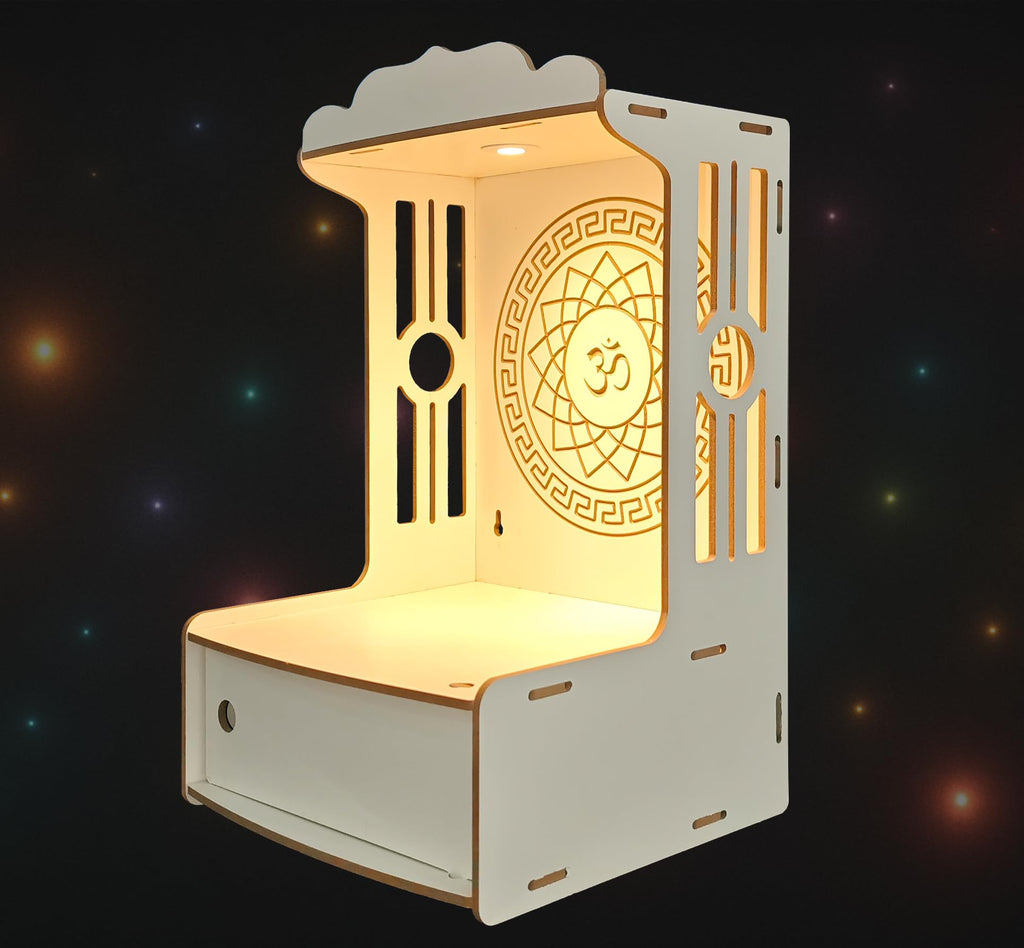 Alpine Willow Temple for Home with Door (Height-20 inches) I Puja Mandir with Door for Home with Doors I Pooja ghar I Wooden Temple I Laddoo Gopal mandir I Devghar I Pooja Unit I Puja Stand
