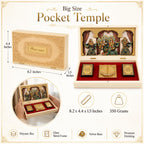 Radha Krishna Design Charan Paduka Pocket Temple for Pooja Room, Home Mandir, Car Dashboard & Prayer Space | Pearl & Brown Finish | Spiritual Gift & Housewarming Gift (Pearl, Big)