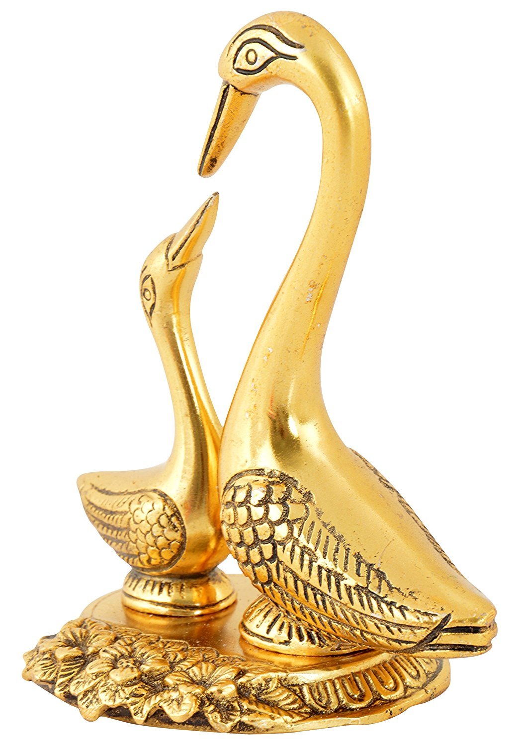 RAJKRUTI Metal Decorative Figurine Love Bird Table Decor (13 x 8 x 14 cm, Gold)