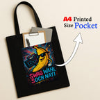 Kirmada Black Cotton Tote Bag | Swag Wahi Soch Nayi Design | Trendy Desi Humor Tote for College, Shopping & Daily Use | Zipper Closure | Reusable Eco Friendly Gift for Girls & Boys