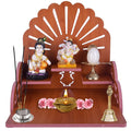 PRIMEFAIR Handmade Beautiful Wooden Temple/Home Temple/Puja Mandir/Wall Hanging and Table Top Home Mandir Temple/Home Art & Craft Engineered Wood Home Wall Temple (BROWN-398)