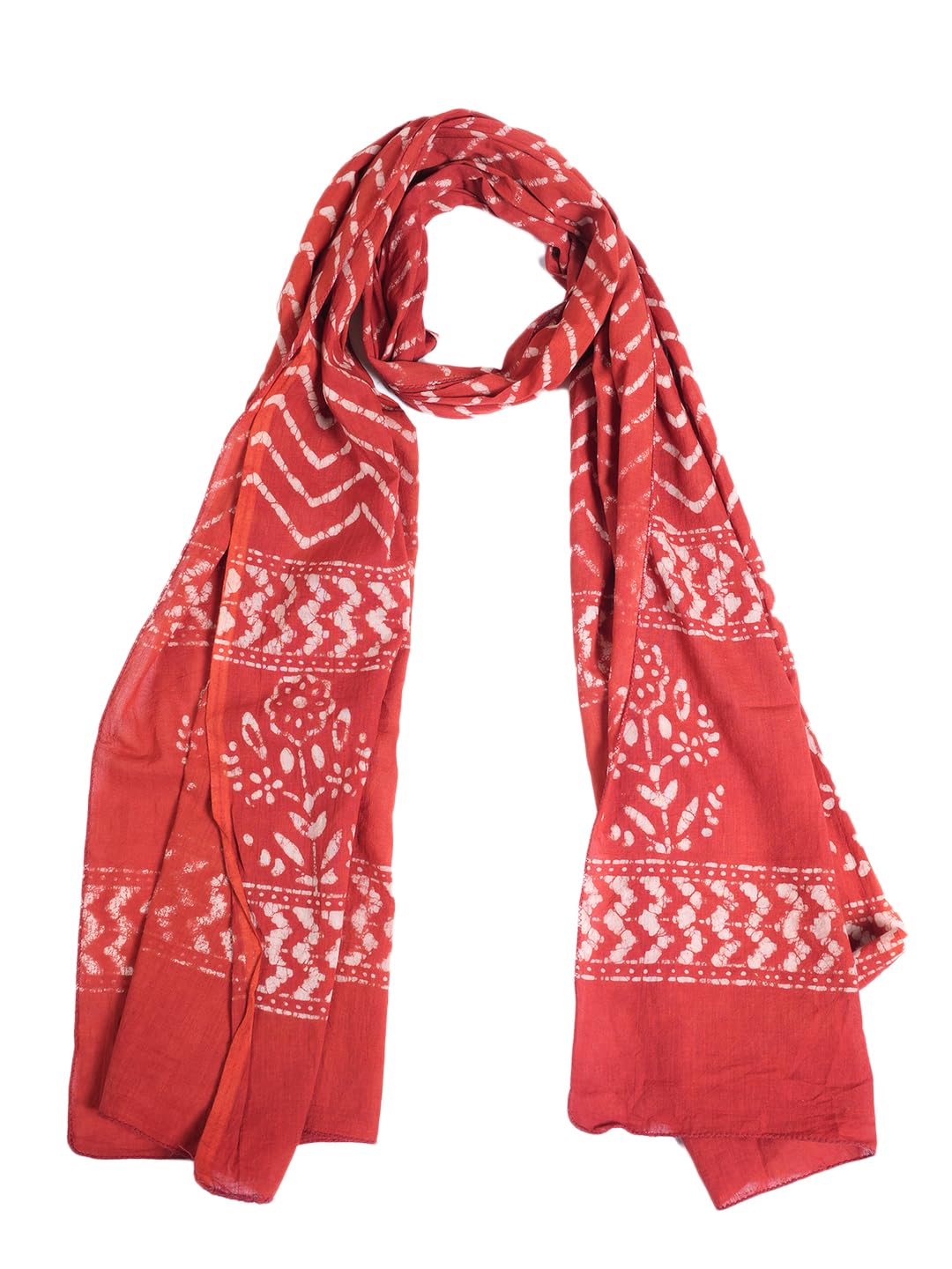Gutthi Women's Cotton Stoles | Scarf Lightweight & Comfortable for All Seasons, (100X180 CM) (Red)