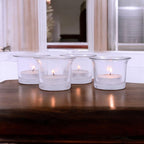 Hosley® Votive Tealight Glass Candle Holder|Clear Glass Tealight Candle Holder Perfect for Home Decor, Birthday, Wedding, Parties, Gifting|4.5 cm Diameter(Pack of 4, 4.5 cm Long Each)