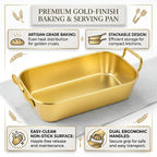 Snevad Stainless Steel Golden Serving Tray for Tea Snacks Coffee Table Decorative Dining Center Organizer for Cakes Pastries Breakfast Party Rust Proof Kitchen Dinnerware Platter (Golden Snacks Tray)