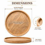 Round Wood Tray for Home Decor, Wooden Serving Tray, Decorative Trays for Home Decor, Wood Tray for Serving Snacks and Breakfast
