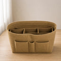 SYUTAM Women Felt Purse Organizer Insert for Ladies Handbag, Tote, Hobo Bag Storage & Purse Divider, Multiple Storage Compartment - Beige(13.8x3.35x5.9) inch (Slender L)