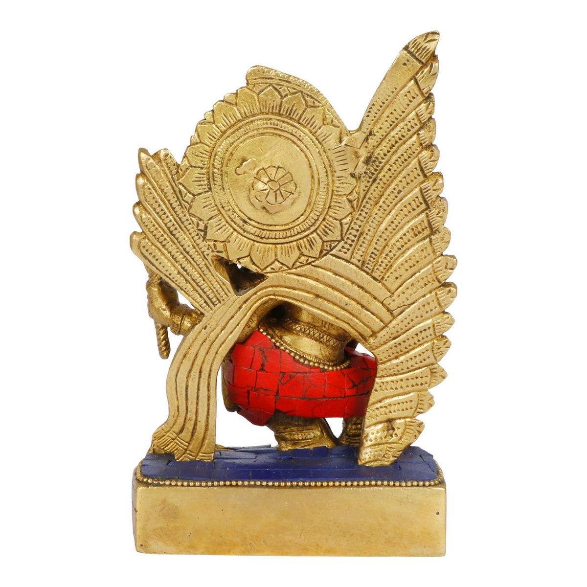 ARTVARKO Brass Lord Ganesha Idol Statue God Ganesh Ganpati Statue Sitting Idol Sculpture in Multicolor Stone Work 6.5 Inches