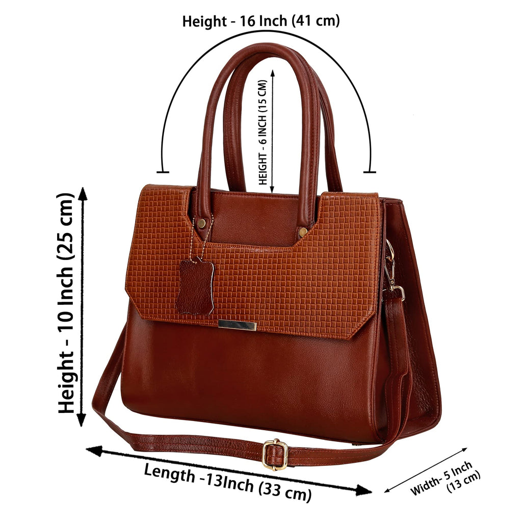 RICHSIGN LEATHER ACCESSORIES Full-Grain Natural Cro Leather Top-Handle satchel Tote Handbags & Shoulder Sling Bags For Women Office Branded Stylish Latest Size- L-13 X H-10 x W- 5 Inch