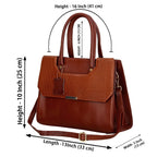 RICHSIGN LEATHER ACCESSORIES Full-Grain Natural Cro Leather Top-Handle satchel Tote Handbags & Shoulder Sling Bags For Women Office Branded Stylish Latest Size- L-13 X H-10 x W- 5 Inch