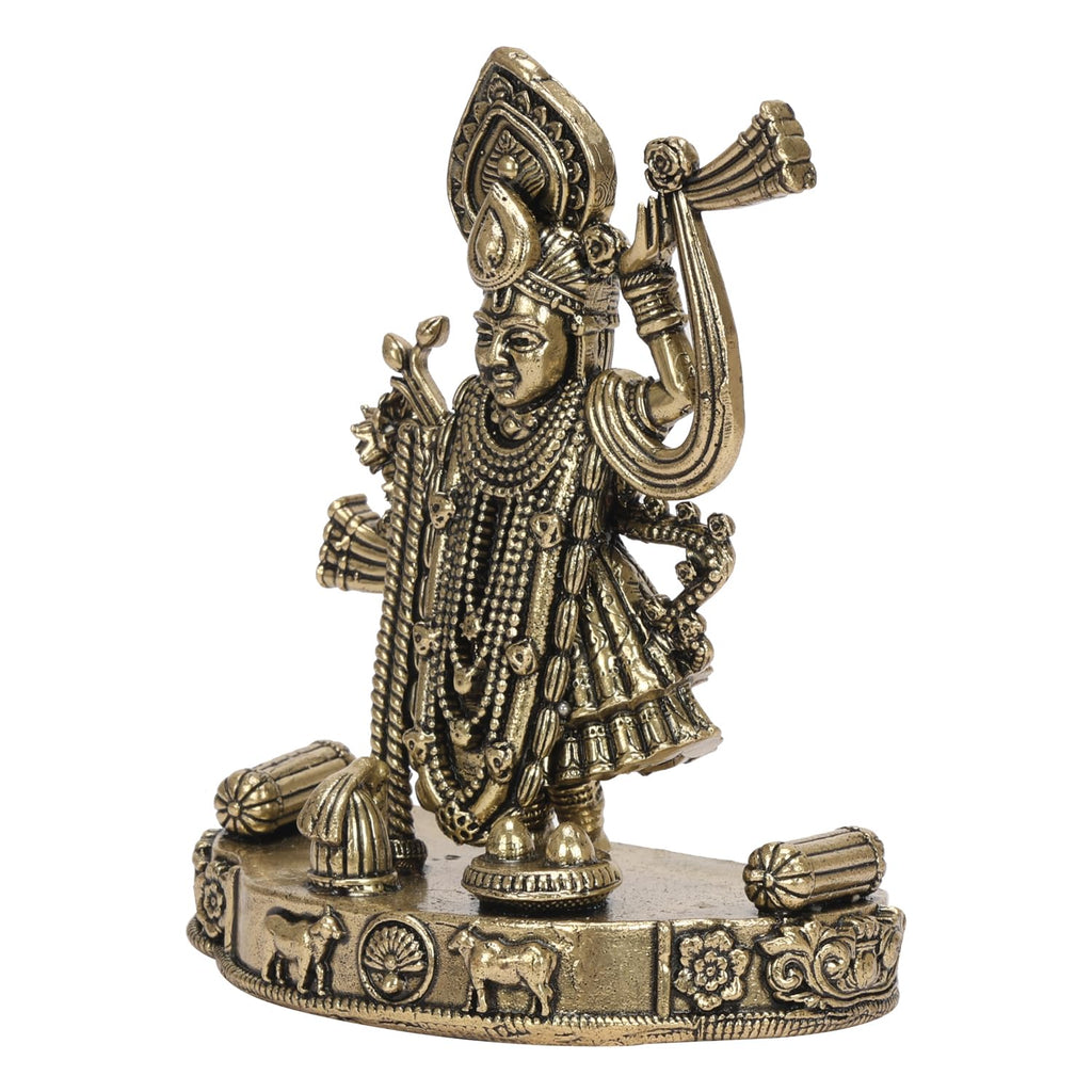 ARTVARKO Brass Shreenathji Statue of Shrinathji murti God Avatar of Shri Krishna for Home Mandir Temple Office D?cor Gift 4 Inch