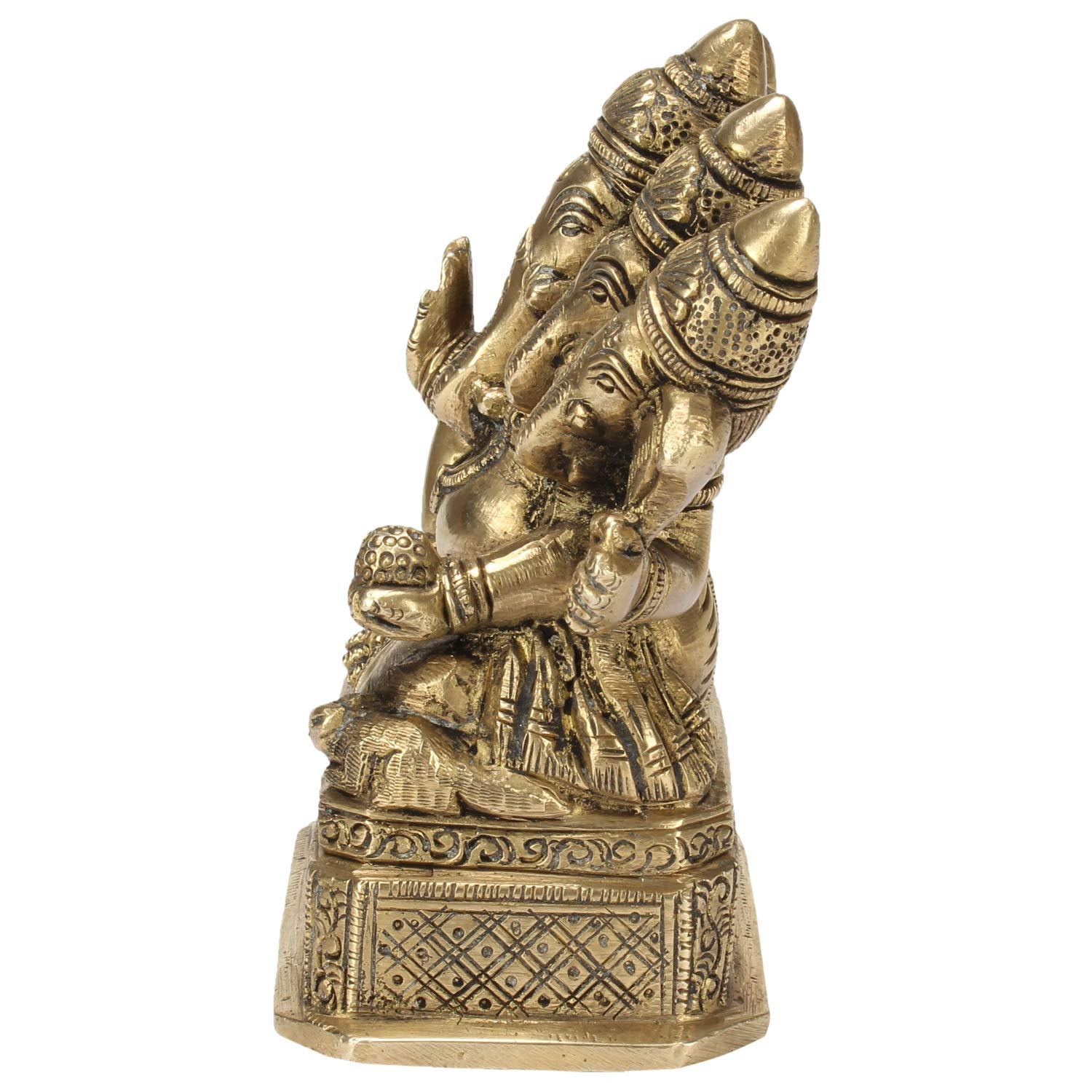 SVARUP Brass Panchmukhi Ganesh Lord Ganesha Murti for Home, Living Room, Office Decor Showpiece for Decoration, Gift 4.5 Inch