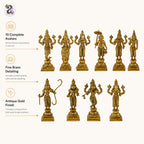 ARTVARKO Brass Dashavatara Dasavatharam of Lord Vishnu Statues Ten Incarnations Avatars Idol Murti (Gold Color 6.4 Inch.10 pcs)