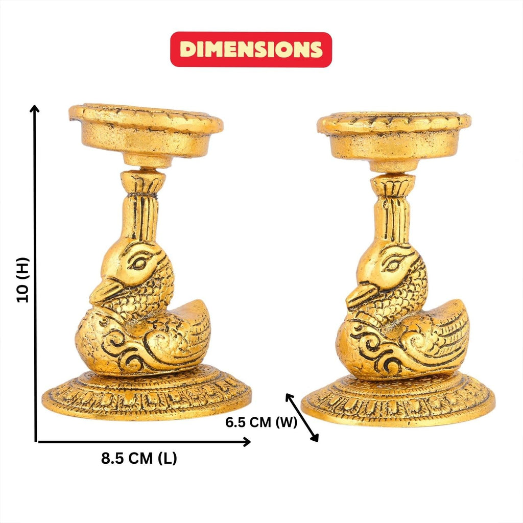 CraftVatika Elegant Metal Duck Candle Holder Set of 2 - Perfect Home Decoration Diwali, Intricate Design Tealight Candle Holders for Home Pooja Room Diwali Decor, Handpolished Tlight Candle Holder