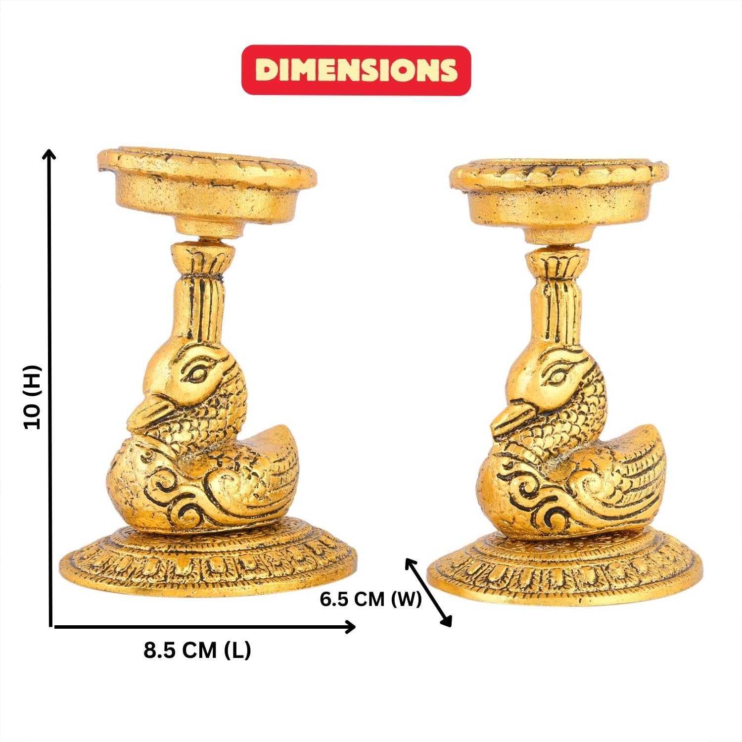 CraftVatika Elegant Metal Duck Candle Holder Set of 2 - Perfect Home Decoration Diwali, Intricate Design Tealight Candle Holders for Home Pooja Room Diwali Decor, Handpolished Tlight Candle Holder