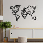 VIBECRAFTS Faces of World Map MDF Wooden Wall Hanger for Home Decor|Office|Gift (WHVC1Pcs1_50023)