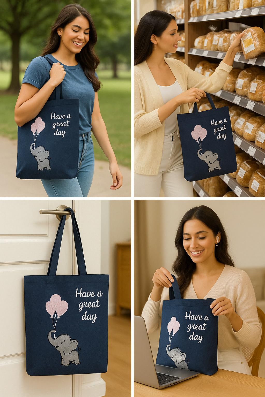 MASQ by Q-One Cute Genes Foldable Reusable Tote Bag for Women with Zip | College Bag for Girls | 100% Organic Canvas Tote for Shopping, Travel & Beach | Multi-Purpose Sturdy Bag with 15kg Capacity