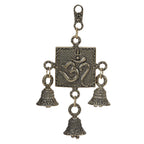 ARTVARKO Brass Trishul Om with Bells Wall & Door Hanging Home Decor with 3 Bells Height 6 Inch